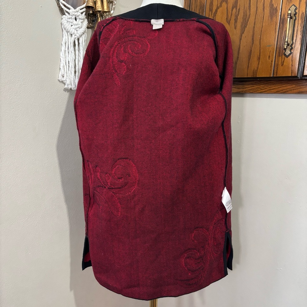 Chico’s Black and Red Long Embroidered Cardigan Size 0 - Picture 9 of 11